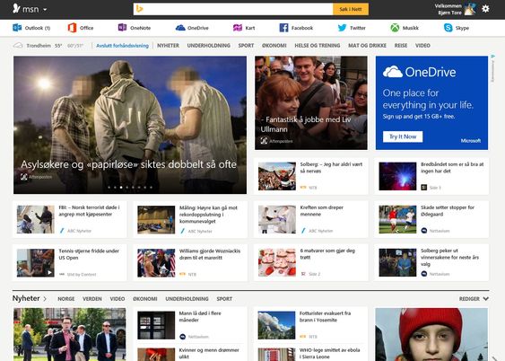 Og slik er den nye forsiden til MSN.com (klikk for større bilde).