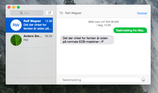 I Yosemite har Apple samlet alle meldinger i en applikasjon, og lar deg til og med sende SMS fra Mac-maskinen din. .