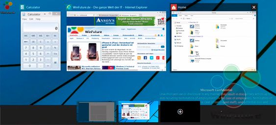 Slik ser angivelig oversikten over de virtuelle skrivebordene ut i Windows 9.