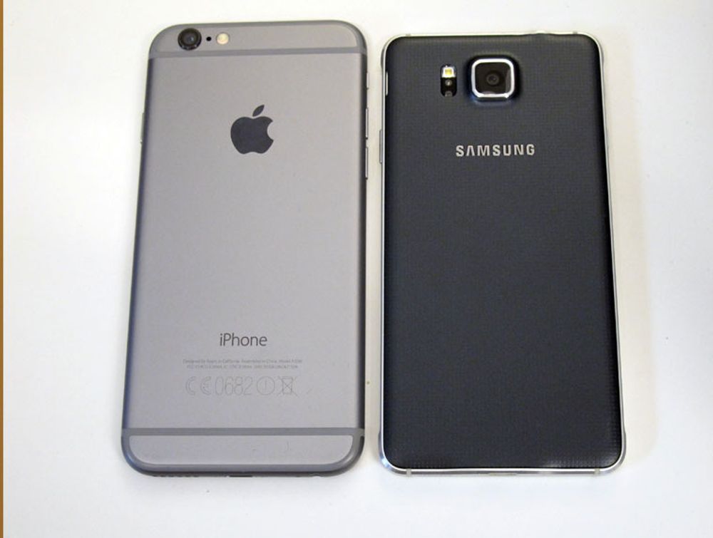 iPhone 6 og Galaxy Alpha har samme skjermstørrelse. Men Alpha er atskillig mer kompakt enn Apples nye sekser.