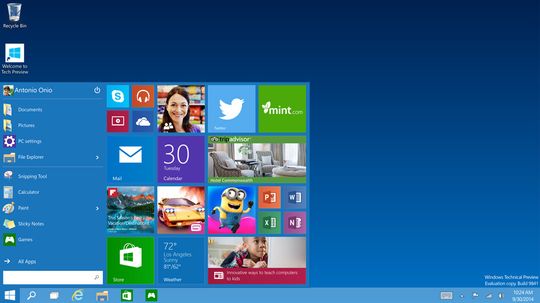 The new start menu.