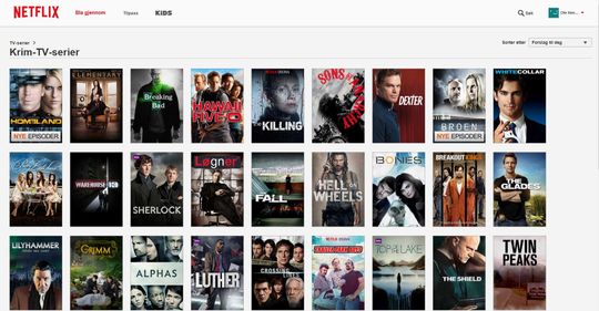 Netflix, skjermdump 7.10.2014.