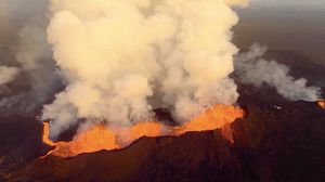 Bárðarbunga, vulkanen som er avbildet, startet sine nåværende utbrudd for en måned siden.