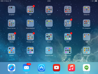 Slik kan en hjemmeskjerm på iPad Air 2 se ut.