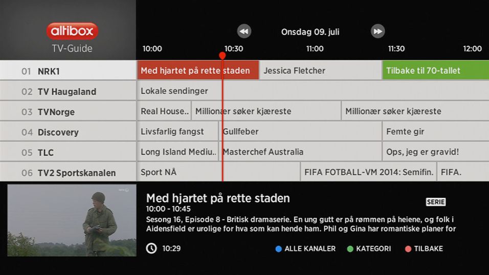 Slik ser programguiden ut for Altibox-kundene.