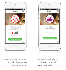 Det følger med en egen app. Her kan du få informasjon om katten, og varsle eventuelle kattapassere om diverse behov.