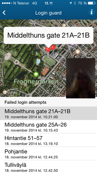 Oversikten over feilede innloggingsforsøk kan du selv se om du logger inn med sikker pålogging. Eventuelle bilder vil være sladdet av personvernhensyn, men Nordea vil sitte på en usladdet versjon av bildet.