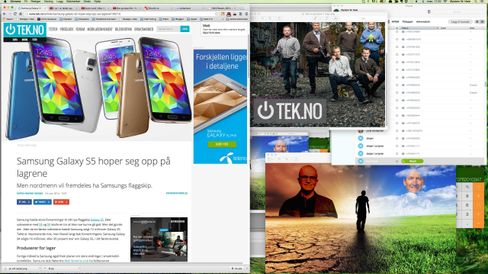 MULTITASKING: Slik pleier skjermen min å se ut på en vanlig arbeidsdag.