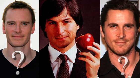 Ryktemakerne trodde lenge at Christan Bale (til høyre) skulle spille Steve Jobs. Michael Fassbender (til venstre) endte opp med rollen.
