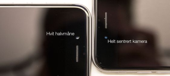 Kameraet på mobilen til venstre har flyttet seg.