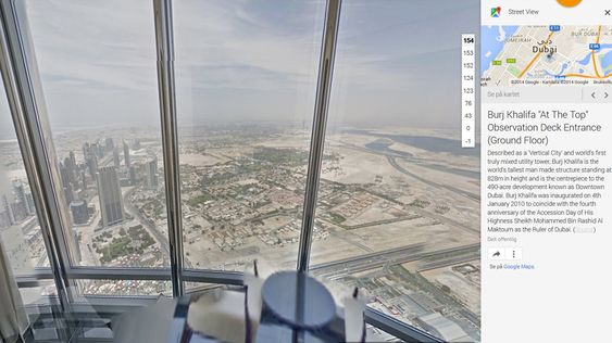 Utsikten fra 154. etasje i Burj Khalifa.
