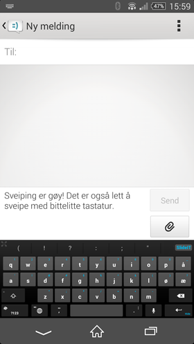 Det er faktisk kjempelett å sveipe med det bittelille tastaturet!