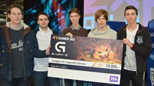 Logitech G League of Legends Series-vinnerne: fra venstre: Kristian «Lifting» Næsgaard, Morten «Speed» Kjelsrud, Preben «Prebz» Gullbransen, Erlend «Nukeduck» Våtevik Holm og Omid «Touch» Rosander.