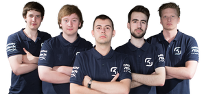 Her er SK Gamings Smite-lag. Fv. CaptainTwig, Badgah, Realzx, ManiaKK, Zyrhoes.