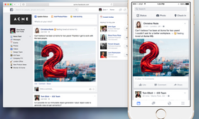 Slik ser grensesnittet til Facebook at Work ut.