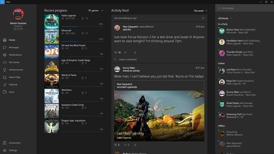 En egen Xbox-app i Windows 10.