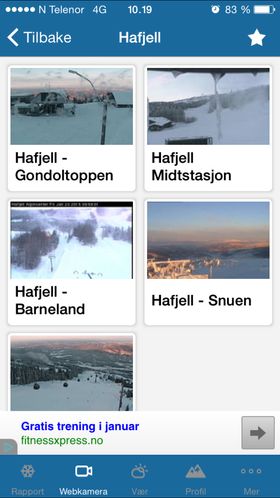 Skiinfo viser deg blant annet webcam-bilder fra flere vintersportsteder.