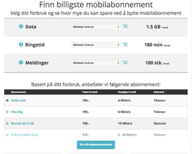 I abonnementskalkulatoren vår får du enkel oversikt over de abonnementene som passer best for ditt forbruk.