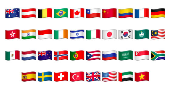 De 27 nye Unicode-flaggene.