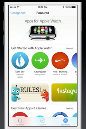 Det vil være en egen seksjon i App Store for Apple Watch-apper.