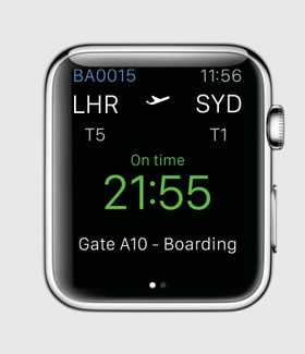 Overblikk-skjermen når British Airways-appen er installert.