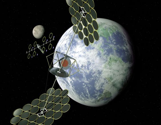 Et konseptbilde av en satellitt som kan samle solenergi i verdensrommet.
