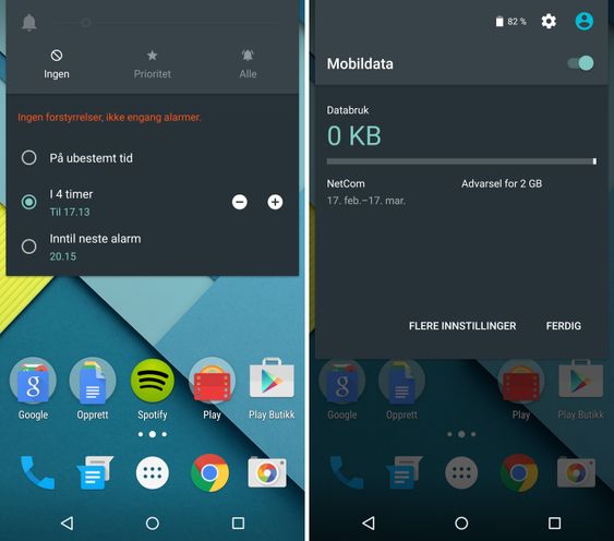 Etter oppdateringen til Android 5.1 kan du deaktivere alle varslinger frem til neste alarm. Forutsatt at neste alarm er innen tolv timer.