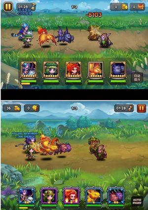 Soul Clash øverst, Heroes Charge nederst.