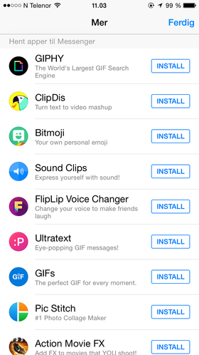 Du kan allerede legge til en rekke Messenger-apper.