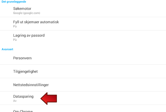 Skru av og på datalagring her.
