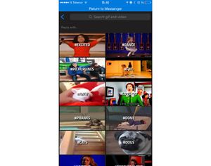 Du kan velge imellom tusenvis av animerte bilder i GIF-appen.