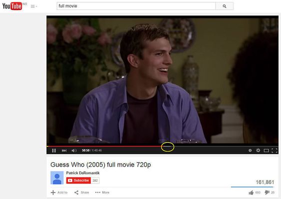 YouTube er verdens mest kjente strømmetjeneste, og full av det som tilsynelatende er ulovlig opplastede hele filmer. Det som er markert med gul ring er "buffret" innhold, som er lastet ned din datamaskin, men som du fortsatt ikke har sett.