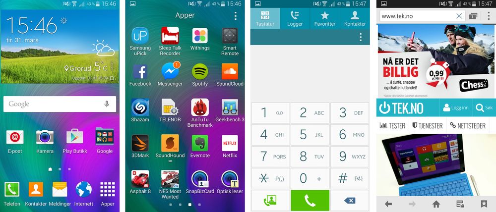 Samsung Galaxy A5 kjører fortsatt Android 4.4 KitKat, og dermed er menyene velkjente for deg som har brukt en Samsung-telefon tidligere.