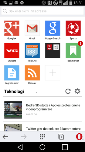 Ny Speed Dial, siste nytt gjennom oppdagelserfunksjonen og klassisk visningsmodus.