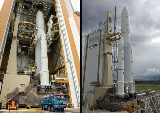 Ariane 5-raketten er omlag 60 meter høy.