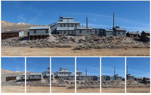Panorama Merge-funksjonen kan samle flere bilder til ett panoramabilde.