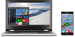 Windows 10 på PC og mobil.