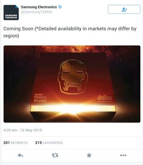 Dette er Twitter-meldingen med bildet av boksen som Samsung publiserte.