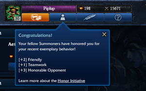 Spillet deler ut ærespoeng til de som oppfører seg allerede. (Skjermdump: League of Legends).