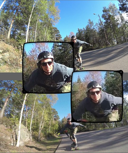 Sony X1000V øverst og GoPro Hero4 Black nederst. Selv om det er nokså enkelt å se forskjellen her, er det ikke like tydelig når du spiller videoen.