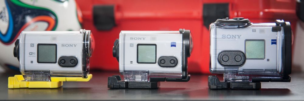 Fra venstre: HDR-AS100V, HDR-AS200V, FDR-X1000X.