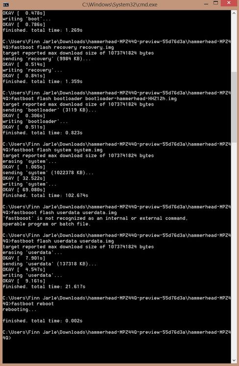 Av en eller annen grunn fungerte ikke den automatiske installasjonen denne gangen, så vi valgte å installere de ulike delene av Android M hver for seg og manuelt.