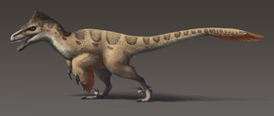Slik antar man at en Utahraptor så ut. Tegneren påpeker imidlertid at upublisert forskning gjør at bildet nok må revurderes.