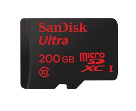 Det finnes dessverre ikke noe bilde av Microdias nye kort ennå. Dette er den forrige rekordholderen til SanDisk på 200 GB.