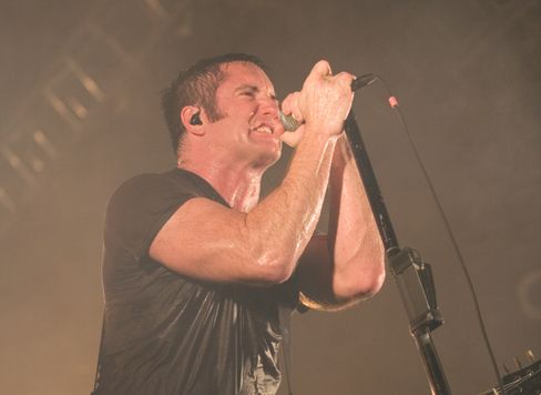 Frontmann i Nine Inch Nails, Trent Reznor. Her fra en konsert i Budapest for seks år siden.