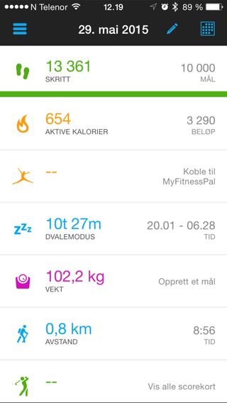 Garmins app er oversiktlig.