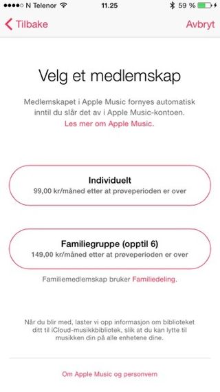 Priser på Apple Music.