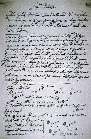 Dette brevet fra Galileo Galilei inneholder de første kjente referansene til Jupiters måner.