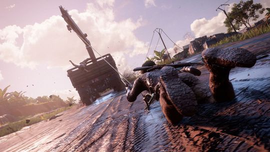 Nathan Drake i sitt rette element; gjørme.