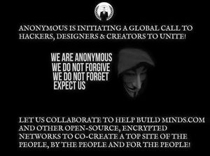 Støtteerklæringen fra Anonymous på Facebook.